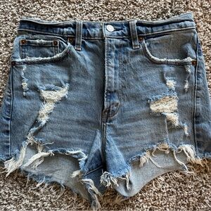 Abercrombie & Fitch Blue Jean Shorts Distressed Frayed Hem